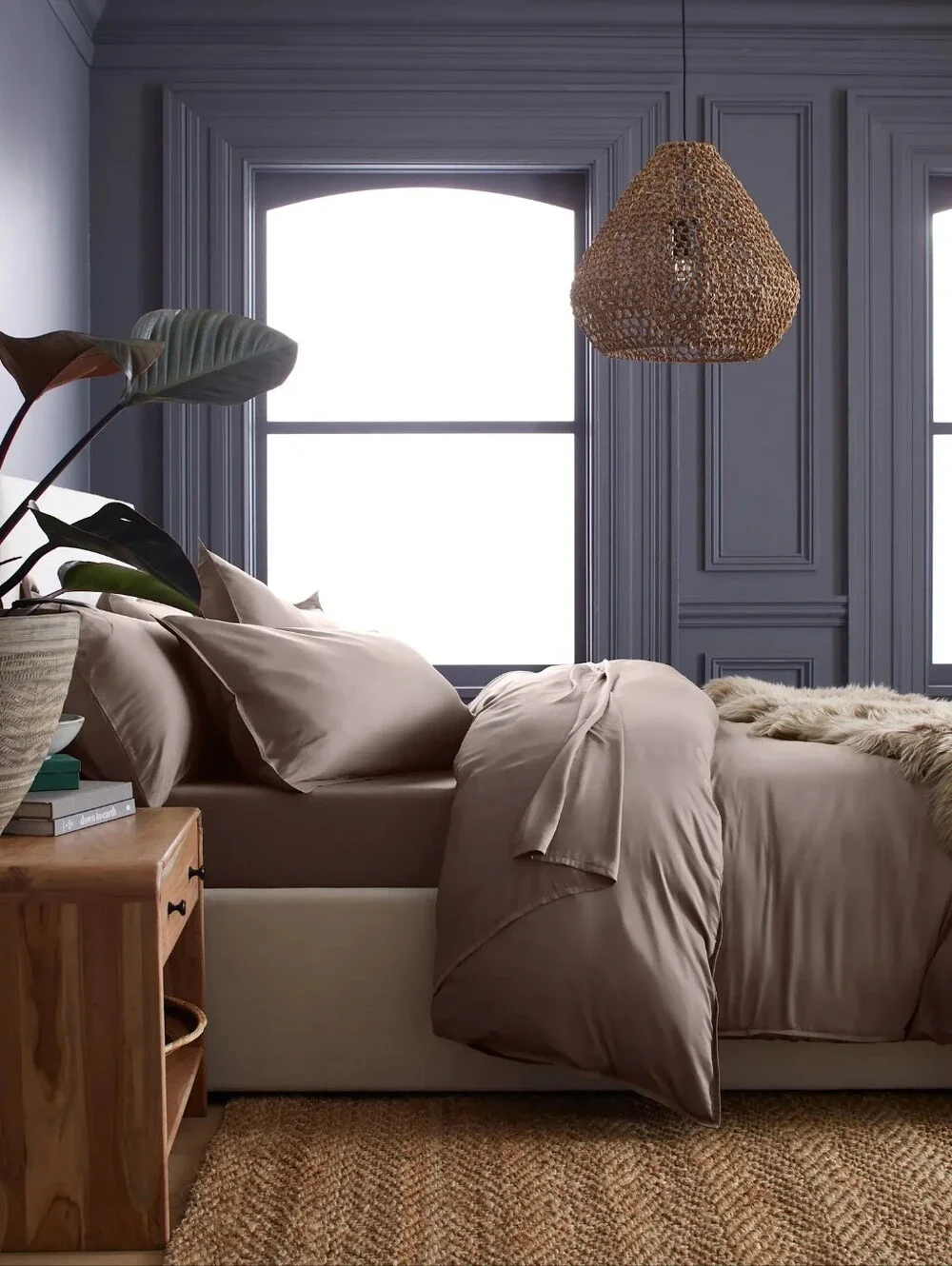 Quince Organic Bamboo Duvet & Shams NWT STONE COLOR FULL/QUEEN